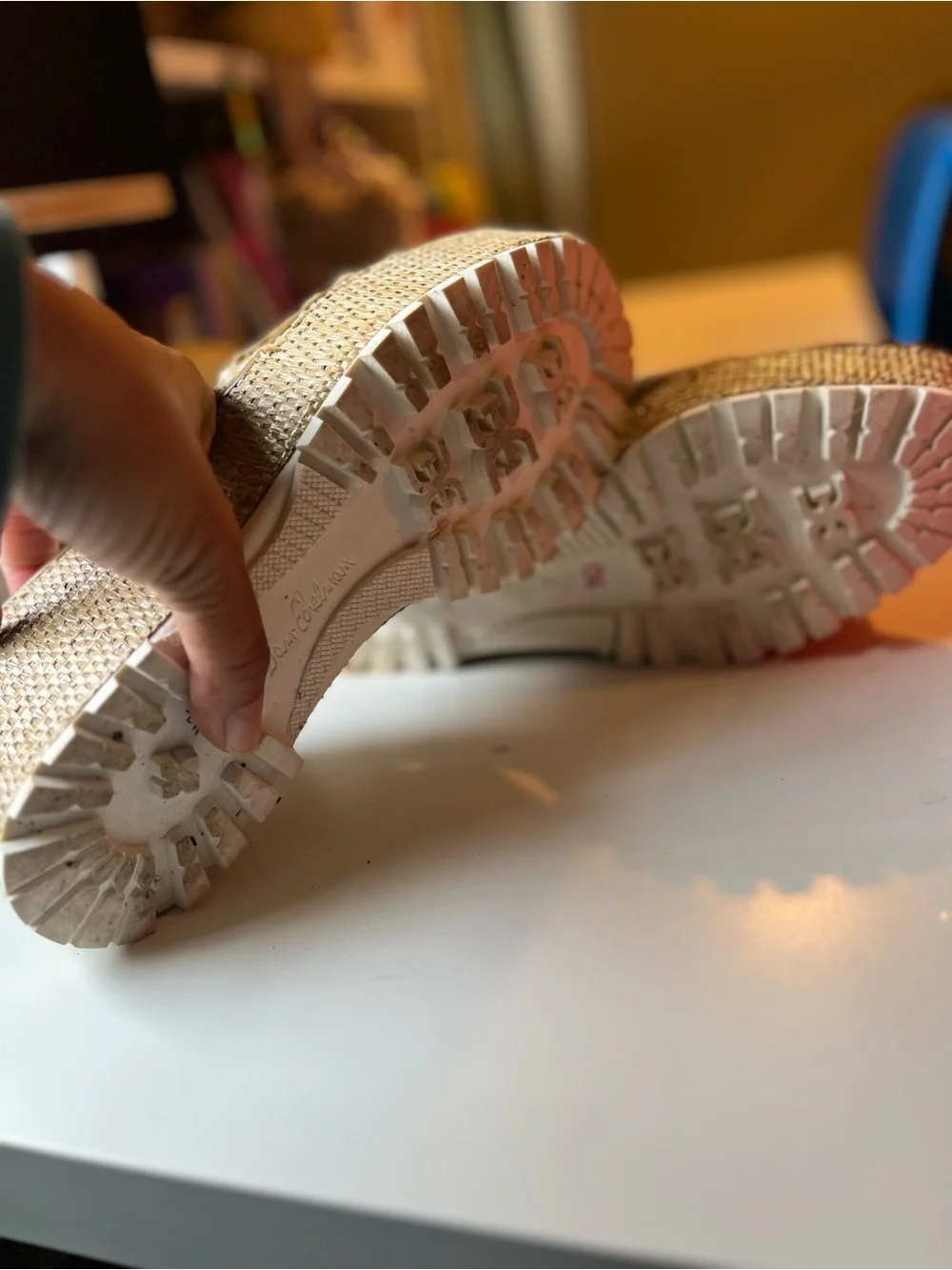 Sam Edelman Livi Platform Woven Wedge Slide Sandals in Natural
